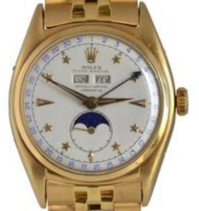 Rolex Oyster Perpetual 36 Stelline 6062 Triple Calendar Moonphase yellow gold 18KT Full Set 1952’s